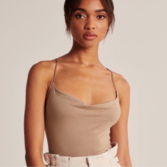 Abercrombie & Fitch Tops - Abercrombie & Fitch Bodysuit Soft A&F Drapey Brown Medium Crisscross Back Straps